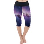 Cosmic Dreamscape Print (ai) Black Backgrond Lightweight Velour Cropped Yoga Leggings