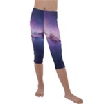 Cosmic Dreamscape Print (ai) Black Backgrond Kids  Lightweight Velour Capri Leggings 