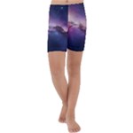 Cosmic Dreamscape Print (ai) Black Backgrond Kids  Lightweight Velour Capri Yoga Leggings