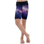 Cosmic Dreamscape Print (ai) Black Backgrond Kids  Lightweight Velour Cropped Yoga Leggings