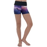 Cosmic Dreamscape Print (ai) Black Backgrond Kids  Lightweight Velour Yoga Shorts