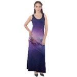 Cosmic Dreamscape Print (ai) Black Backgrond Sleeveless Velour Maxi Dress