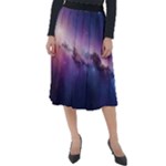 Cosmic Dreamscape Print (ai) Black Backgrond Classic Velour Midi Skirt 