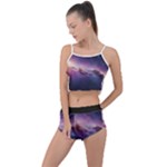 Cosmic Dreamscape Print (ai) Black Backgrond Summer Cropped Co-Ord Set