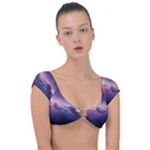 Cosmic Dreamscape Print (ai) Black Backgrond Cap Sleeve Ring Bikini Top