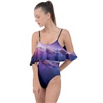 Cosmic Dreamscape Print (ai) Black Backgrond Drape Piece Swimsuit