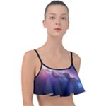 Cosmic Dreamscape Print (ai) Black Backgrond Frill Bikini Top