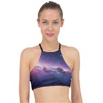 Cosmic Dreamscape Print (ai) Black Backgrond Halter Bikini Top