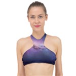 Cosmic Dreamscape Print (ai) Black Backgrond High Neck Bikini Top