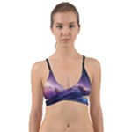 Cosmic Dreamscape Print (ai) Black Backgrond Wrap Around Bikini Top