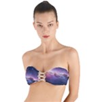 Cosmic Dreamscape Print (ai) Black Backgrond Twist Bandeau Bikini Top