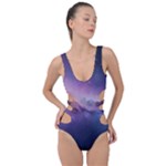 Cosmic Dreamscape Print (ai) Black Backgrond Side Cut Out Swimsuit