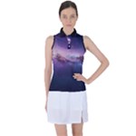 Cosmic Dreamscape Print (ai) Black Backgrond Women s Sleeveless Polo T-Shirt