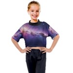 Cosmic Dreamscape Print (ai) Black Backgrond Kids Mock Neck T-Shirt