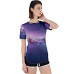 Cosmic Dreamscape Print (ai) Black Backgrond Perpetual Short Sleeve T-Shirt