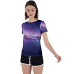 Cosmic Dreamscape Print (ai) Black Backgrond Back Circle Cutout Sports T-Shirt