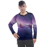 Cosmic Dreamscape Print (ai) Black Backgrond Men s Pique Long Sleeve T-Shirt