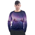 Cosmic Dreamscape Print (ai) Black Backgrond Men s Long Sleeve Raglan T-Shirt