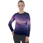 Cosmic Dreamscape Print (ai) Black Backgrond Women s Long Sleeve Raglan T-Shirt