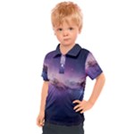 Cosmic Dreamscape Print (ai) Black Backgrond Kids  Polo T-Shirt