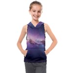 Cosmic Dreamscape Print (ai) Black Backgrond Kids  Sleeveless Hoodie