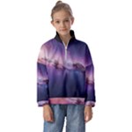 Cosmic Dreamscape Print (ai) Black Backgrond Kids  Half Zip Hoodie