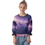 Cosmic Dreamscape Print (ai) Black Backgrond Kids  Cuff Sleeve Top