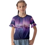 Cosmic Dreamscape Print (ai) Black Backgrond Kids  Cuff Sleeve Scrunch Bottom T-Shirt