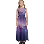 Cosmic Dreamscape Print (ai) Black Backgrond Kids  Satin Sleeveless Maxi Dress