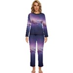 Cosmic Dreamscape Print (ai) Black Backgrond Womens  Long Sleeve Lightweight Pajamas Set