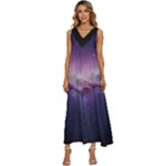 Cosmic Dreamscape Print (ai) Black Backgrond V-Neck Sleeveless Wide Leg Pants Overalls