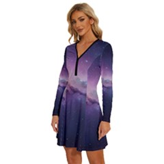 Long Sleeve Deep V Mini Dress  