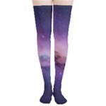 Cosmic Dreamscape Print (ai) Black Backgrond Thigh High Stockings