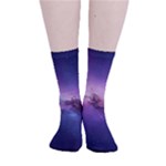 Cosmic Dreamscape Print (ai) Black Backgrond Smooth Crew Length Tube Socks