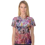 Marbling Blend  V-Neck Sport Mesh T-Shirt