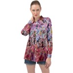 Marbling Blend  Long Sleeve Satin Shirt