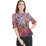 Marbling Blend  Frill Neck Blouse