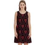 Dark Dominion Print Round Neck Sleeve Casual Dress With Pockets