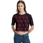 Dark Dominion Print Women s Round Neck Short Sleeve Crop Top