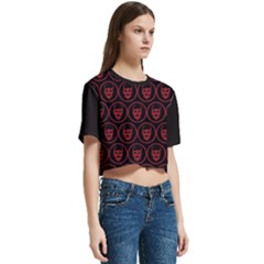 Women s Round Neck Short Sleeve Crop Top 