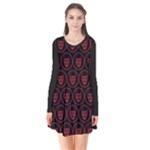 Dark Dominion Print Long Sleeve V-neck Flare Dress