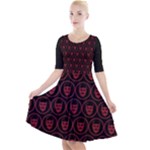 Dark Dominion Print Quarter Sleeve A-Line Dress With Pockets