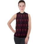 Dark Dominion Print Mock Neck Chiffon Sleeveless Top