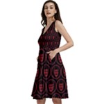 Dark Dominion Print Sleeveless V-Neck Skater Dress with Pockets