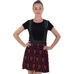 Dark Dominion Print Velvet Suspender Skater Skirt