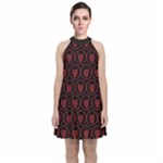 Dark Dominion Print Velvet Halter Neckline Dress 