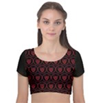 Dark Dominion Print Velvet Short Sleeve Crop Top 