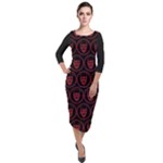 Dark Dominion Print Quarter Sleeve Midi Velour Bodycon Dress