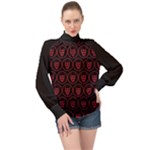 Dark Dominion Print High Neck Long Sleeve Chiffon Top