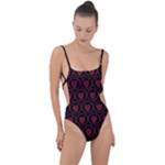 Dark Dominion Print Tie Strap One Piece Swimsuit